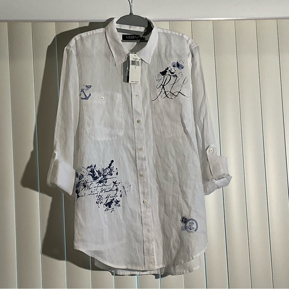 Lauren Ralph Lauren Relaxed Fit Print Roll-Tab Sleeve Shirt - Picture 5 of 7